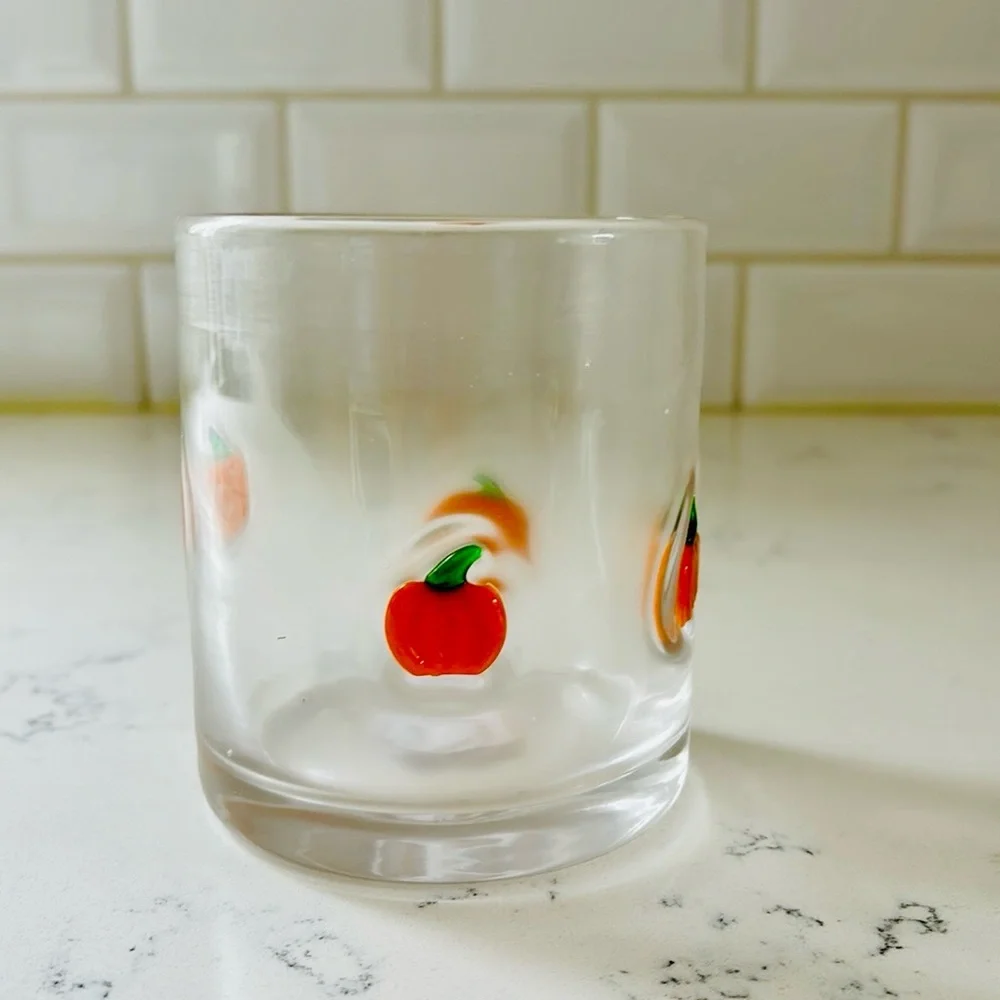 Crate&Barrel Halloween Pumpkin 🎃 Icon Double Old-Fashioned Glass